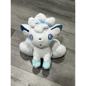 Pokemon Center Alolan Vulpix Plush White Blue Stuffed Animal Figure Authentic